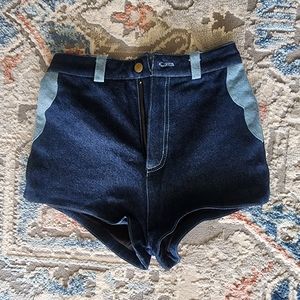 Free People Navy and Light Blue High Waist Shorts